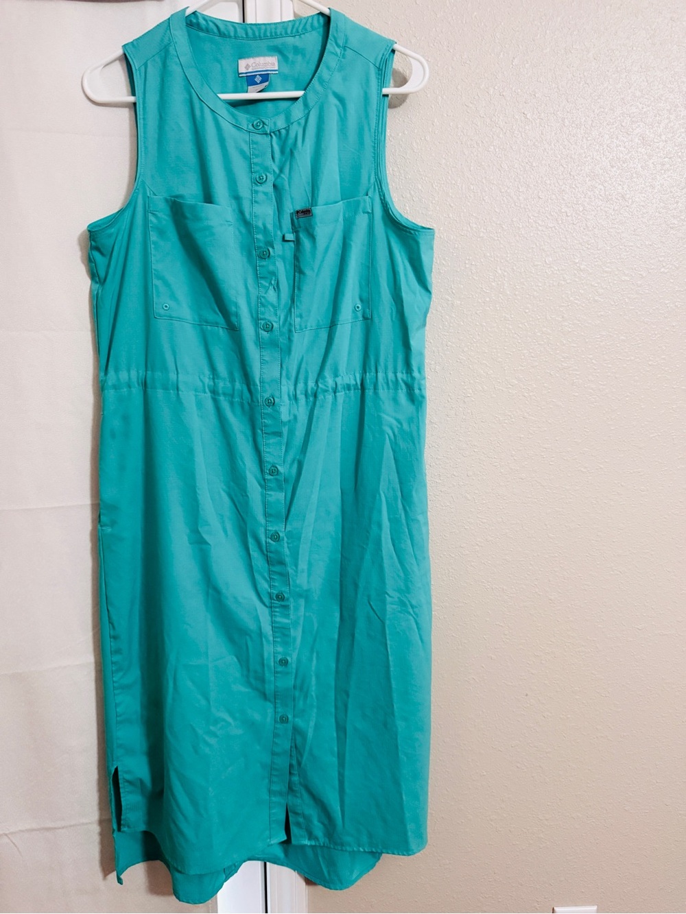 Columbia Teal Sleeveless Button-Front Dress